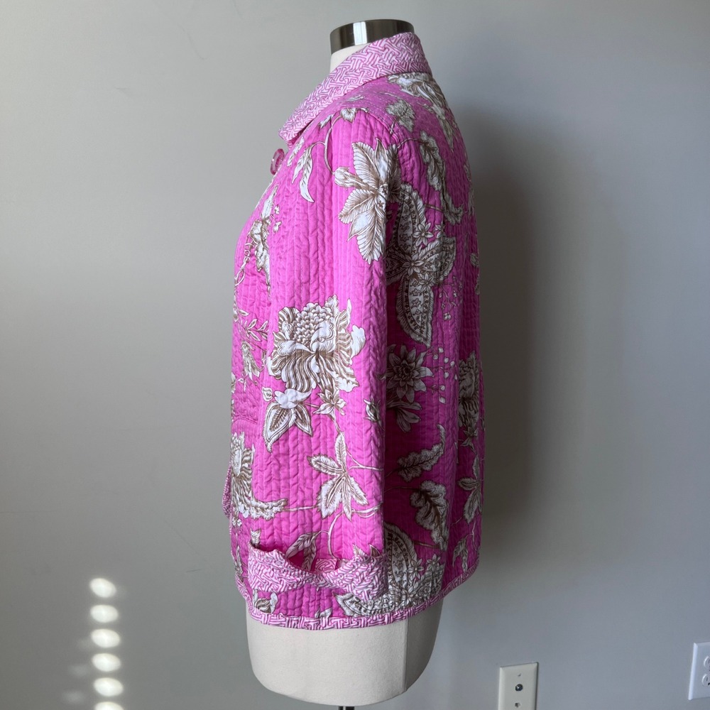 PATTY KIM Jacket‎ Hot Pink Floral Quilted Jacket Women's Size Large - Picture 14 of 16